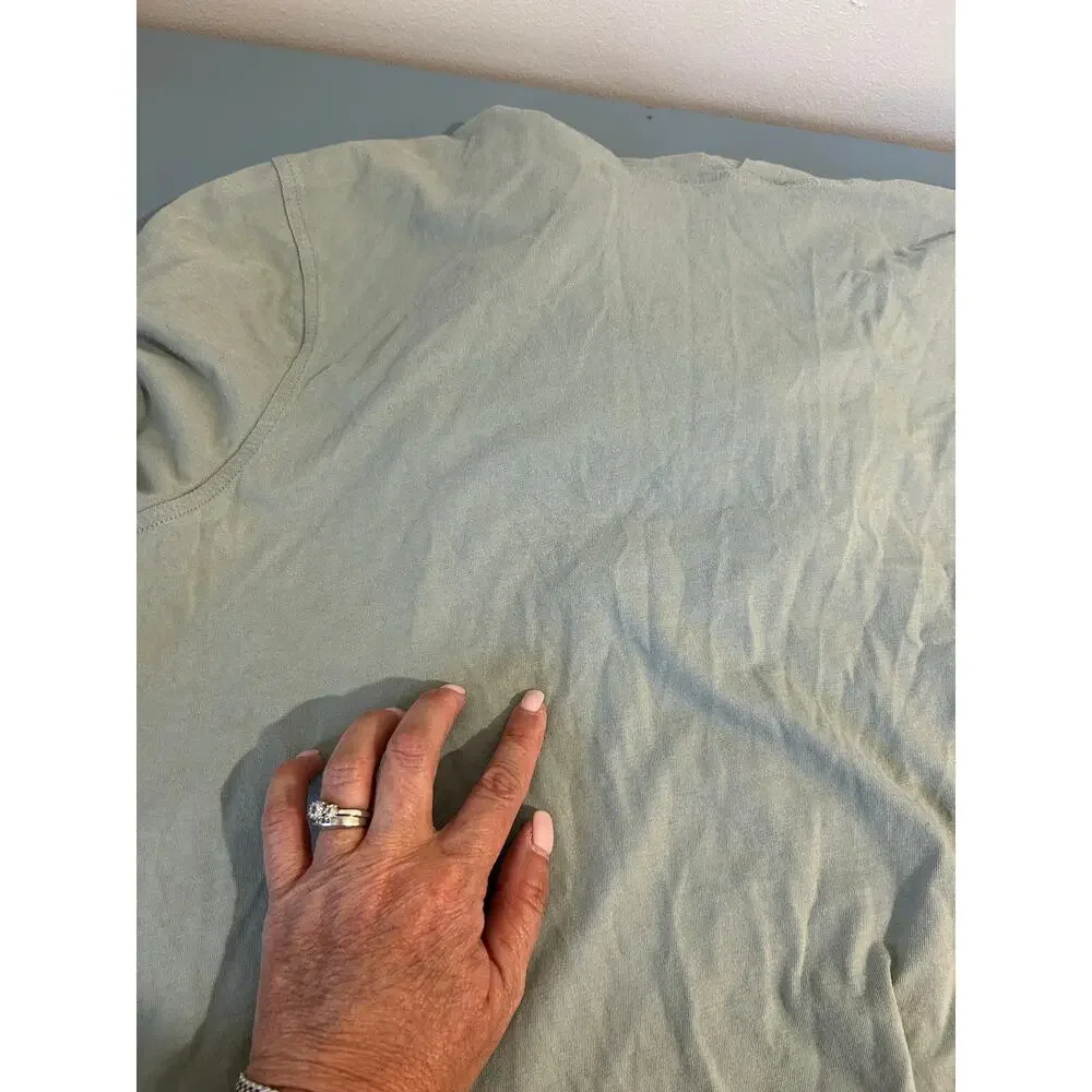 J. Crew long sleeve hooded t shirt mens XL light green some stains